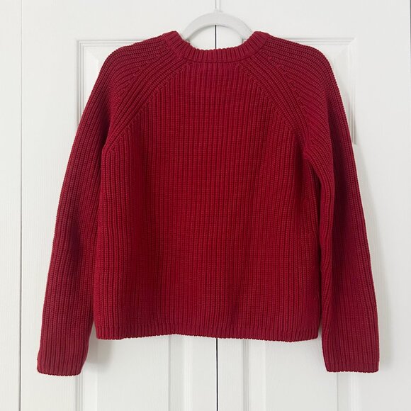 Quince 100% Organic Cotton Fisherman Crew Sweater Size S - Dark Red - Picture 2 of 5